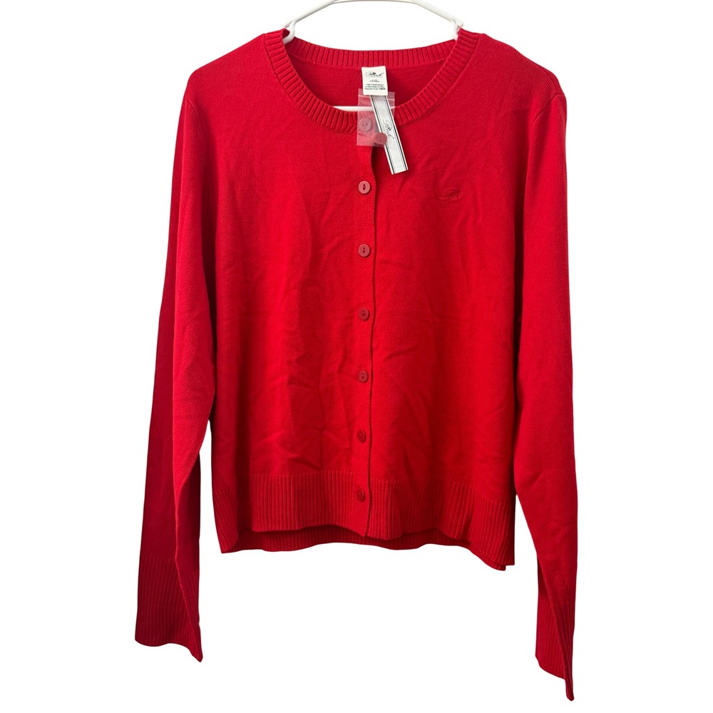 PINK by Frankies Bikinis Red Button Front Cardigan Sweater Large NWT Cozy Chic